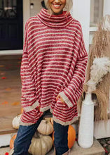 Load image into Gallery viewer, Beautiful Black Hign Neck Thick Striped Knitted Sweaters Tops Fall