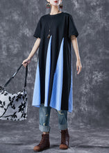 Load image into Gallery viewer, Beautiful Black Patchwork Exra Large Hem Cotton Maxi Dresses Summer