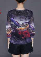 Load image into Gallery viewer, Beautiful Black Print Hollow Out Tulle Top Summer