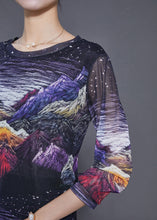 Load image into Gallery viewer, Beautiful Black Print Hollow Out Tulle Top Summer