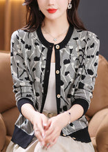 Load image into Gallery viewer, Beautiful Black Print Patchwork Knit Cardigan Long Sleeve