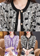 Load image into Gallery viewer, Beautiful Black Print Patchwork Knit Cardigan Long Sleeve