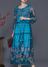 Load image into Gallery viewer, Beautiful Blue Embroidered Tulle Cinched Dresses Summer