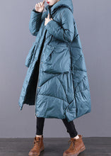 Load image into Gallery viewer, Beautiful Blue-Green Hooded Zippered Oversized Thick Duck Down Puffers Jackets Winter