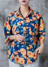 Load image into Gallery viewer, Beautiful Blue Oversized Print Cotton Shirts Half Sleeve