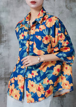 Load image into Gallery viewer, Beautiful Blue Oversized Print Cotton Shirts Half Sleeve