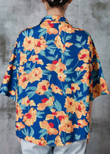 Load image into Gallery viewer, Beautiful Blue Oversized Print Cotton Shirts Half Sleeve