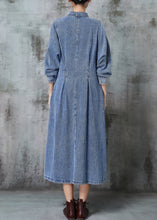 Load image into Gallery viewer, Beautiful Blue Zip Up Denim Maxi Dresses Spring