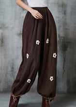 Load image into Gallery viewer, Beautiful Chocolate Oversized Floral Corduroy Pants Spring