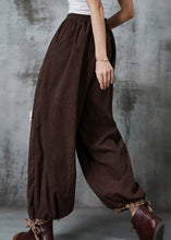 Load image into Gallery viewer, Beautiful Chocolate Oversized Floral Corduroy Pants Spring