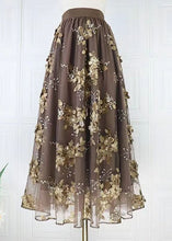 Load image into Gallery viewer, Beautiful Coffee Embroidered High Waist Tulle Skirts Spring