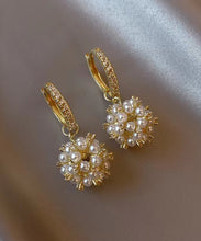 Load image into Gallery viewer, Beautiful Gold Metal Overgild Pearl Zircon Ball Drop Earrings