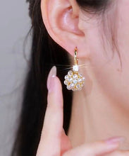 Load image into Gallery viewer, Beautiful Gold Metal Overgild Pearl Zircon Ball Drop Earrings