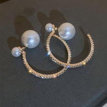 Load image into Gallery viewer, Beautiful Gold Sterling Silver Alloy Zircon Pearl Hoop Earrings