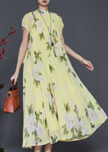 Load image into Gallery viewer, Beautiful Grass Green Print Chiffon Long Dress Summer