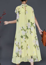 Load image into Gallery viewer, Beautiful Grass Green Print Chiffon Long Dress Summer