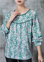 Load image into Gallery viewer, Beautiful Green Print Chiffon Loose Shirt Spring