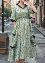 Load image into Gallery viewer, Beautiful Green Ruffled Pockets Cotton Dresses Summer