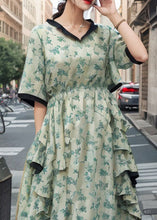 Load image into Gallery viewer, Beautiful Green Ruffled Pockets Cotton Dresses Summer