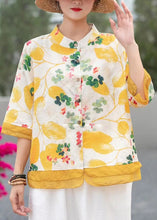 Load image into Gallery viewer, Beautiful Green Stand Collar Print Linen Shirt Top Half Sleeve