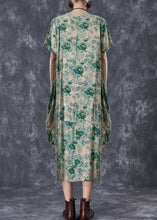 Load image into Gallery viewer, Beautiful Green V Neck Print Linen Robe Dresses Summer