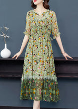 Load image into Gallery viewer, Beautiful Grey Ruffled Print Patchwork Silk Long Dresses Summer