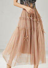 Load image into Gallery viewer, Beautiful Khaki Bow Ruffled Tulle Skirts Summer