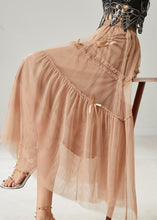 Load image into Gallery viewer, Beautiful Khaki Bow Ruffled Tulle Skirts Summer