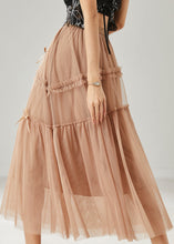 Load image into Gallery viewer, Beautiful Khaki Bow Ruffled Tulle Skirts Summer