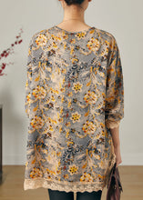 Load image into Gallery viewer, Beautiful Khaki Oversized Patchwork Chiffon Shirts Spring