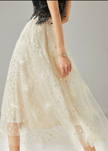 Load image into Gallery viewer, Beautiful Milk White Embroidered Sequins Tulle Skirts Summer