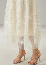 Load image into Gallery viewer, Beautiful Milk White Embroidered Sequins Tulle Skirts Summer