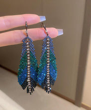 Load image into Gallery viewer, Beautiful Multi Copper Zircon Feather Leaves Tassel Drop Earrings