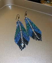 Load image into Gallery viewer, Beautiful Multi Copper Zircon Feather Leaves Tassel Drop Earrings