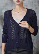 Load image into Gallery viewer, Beautiful Navy Button Down Knit Cardigan Spring