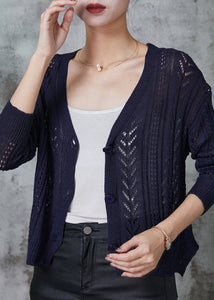 Beautiful Navy Button Down Knit Cardigan Spring