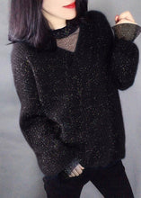 Load image into Gallery viewer, Beautiful Navy Sequins Hollow Out Knit Sweaters Winter