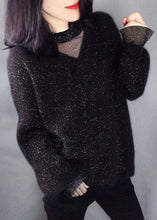 Load image into Gallery viewer, Beautiful Navy Sequins Hollow Out Knit Sweaters Winter