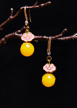 Load image into Gallery viewer, Beautiful Pink Auspicious Clouds Gilding Beeswax Drop Earrings