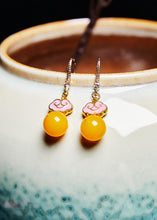 Load image into Gallery viewer, Beautiful Pink Auspicious Clouds Gilding Beeswax Drop Earrings