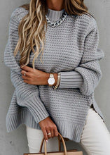 Load image into Gallery viewer, Beautiful Pink O Neck Side Open Thick Cozy Knit Sweaters Fall