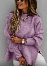 Load image into Gallery viewer, Beautiful Pink O Neck Side Open Thick Cozy Knit Sweaters Fall