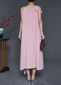 Beautiful Pink Stereoscopic Floral Chiffon Summer Dress