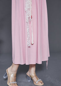 Beautiful Pink Stereoscopic Floral Chiffon Summer Dress