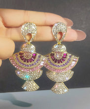 Load image into Gallery viewer, Beautiful Pink Zircon Fan Drop Earrings