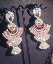 Load image into Gallery viewer, Beautiful Pink Zircon Fan Drop Earrings