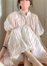 Load image into Gallery viewer, Beautiful Puff Sleeve Striped Cotton Two Pieces Set