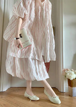 Load image into Gallery viewer, Beautiful Puff Sleeve Striped Cotton Two Pieces Set