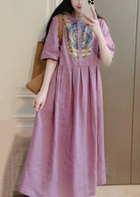 Load image into Gallery viewer, Beautiful Purple Button Print Pockets Cotton Dresses Summer