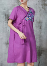 Load image into Gallery viewer, Beautiful Purple Embroidered Cotton Maxi Dress Summer